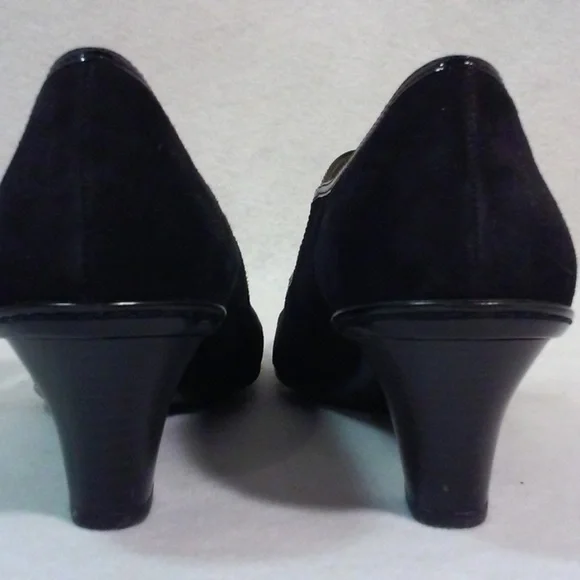 Vintage Black Suede Mary Jane Heels Pinup Girl 40s Style Pumps, Size 9